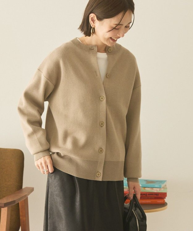 AMERICAN HOLIC コットンブレンドスポンディッシュカーディガン Gray Beige