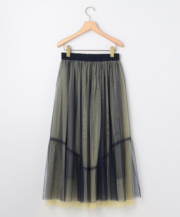 組曲 S リバーシブルチュール スカート グレイッシュネイビー×イエロー