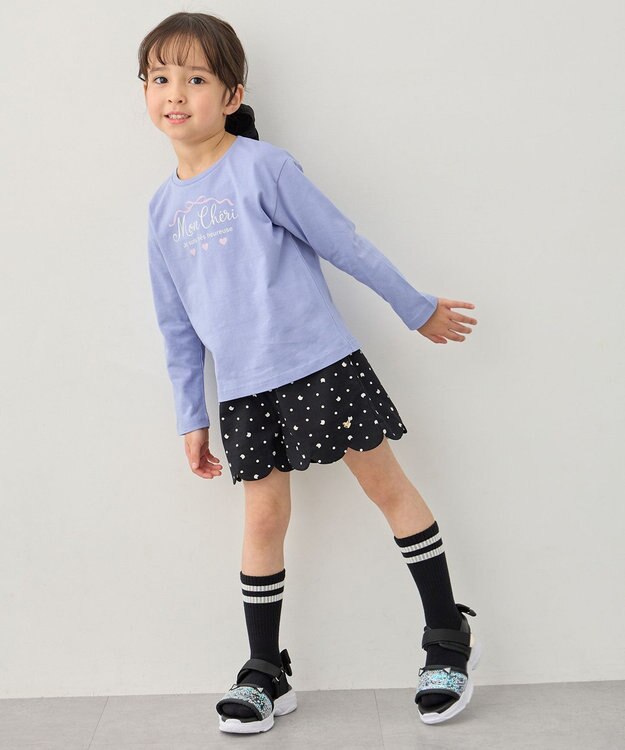 ANY KIDS 【一部店舗/WEB限定】【綿100%】プリント 長袖Tシャツ サックスブルー×ロゴ