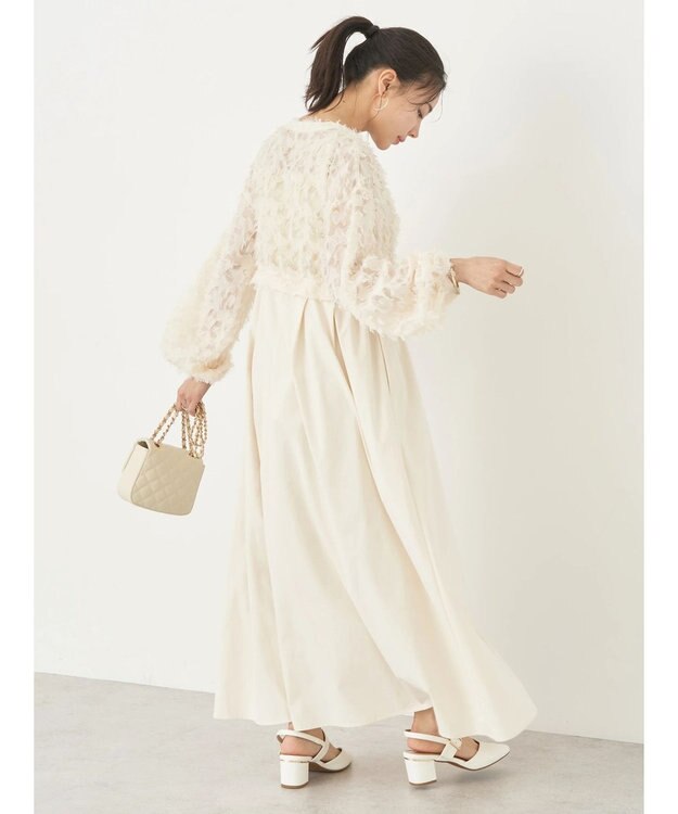 earth music&ecology ジャガード切替ワンピース Ivory