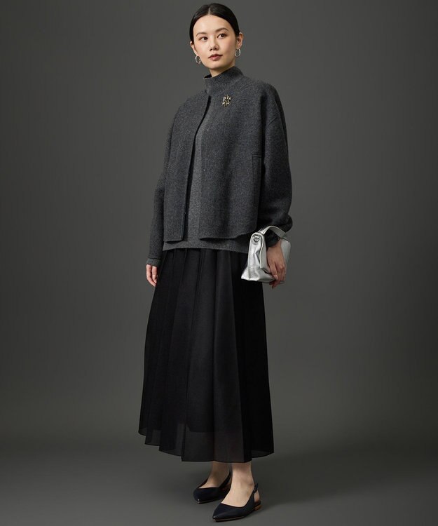 自由区 【上品・きれいめ】シアープリーツ スカート ブラック