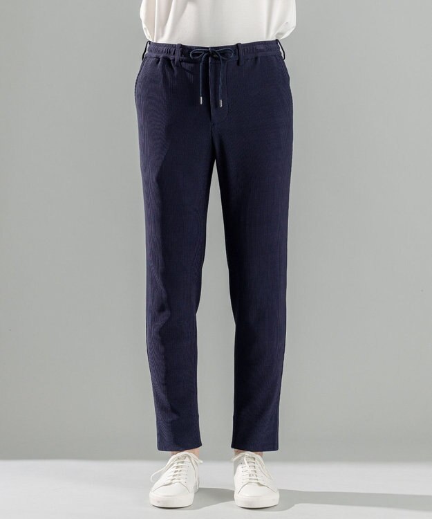 JOSEPH HOMME 【洗える/ストレッチ】ソフトプリーツストレッチ ドロスト付テーパードパンツ / PEGG CONVERTIBLE ネイビー系