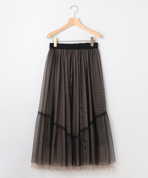 組曲 S リバーシブルチュール スカート ブラック×ベージュ