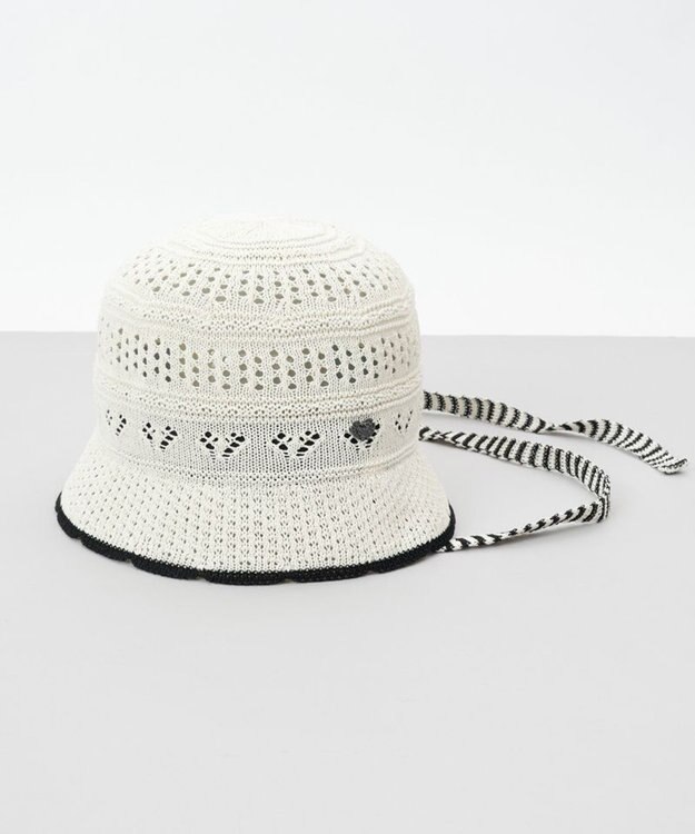 AURORA 【 ANNA SUI（アナ スイ）】ハートジャカードボンネット オフホワイト