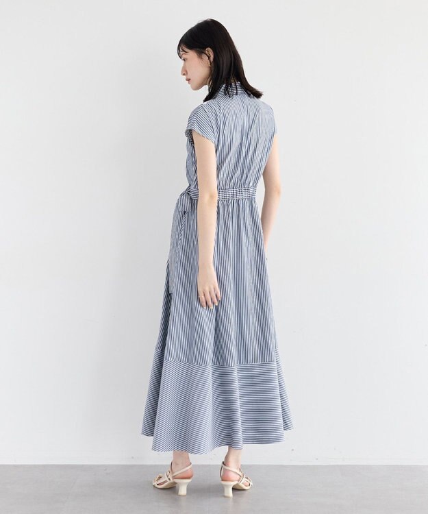 YECCA VECCA フラワーレースカシュクールワンピース Stripe