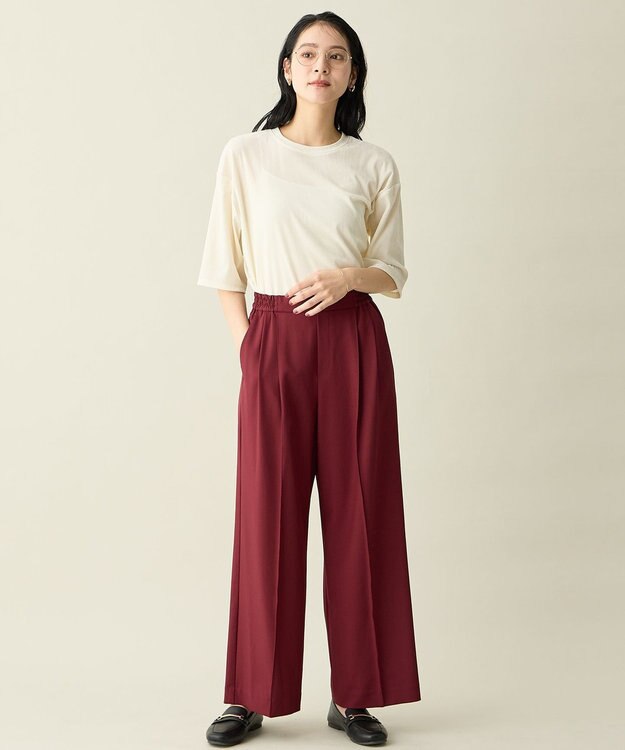 ANY 【6サイズ展開/ウエストゴム】イージーワイドパンツ バーガンディ