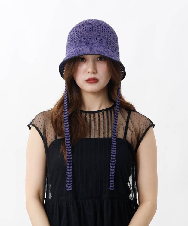 AURORA 【 ANNA SUI（アナ スイ）】ハートジャカードボンネット パープル