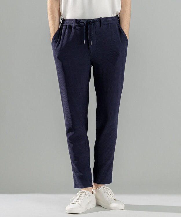 JOSEPH HOMME 【洗える/ストレッチ】ソフトプリーツストレッチ ドロスト付テーパードパンツ / PEGG CONVERTIBLE ネイビー系