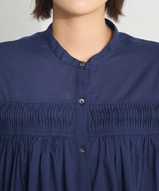 CRAFT STANDARD BOUTIQUE インド綿ピンタックブラウス Navy