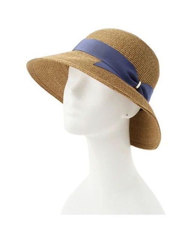 MOONBAT FURLA(フルラ) ペーパーブレードリボン巻きダウンハット サイズ調整可 ネイビーブルー