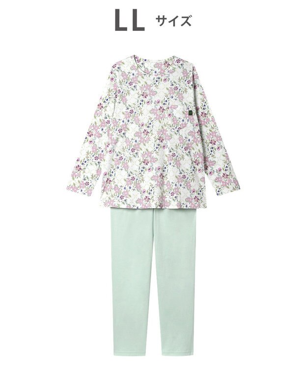 WACOAL ミントン 長袖 長ズボン パジャマ 綿100%(本体) NDX552 /ワコール ホワイト