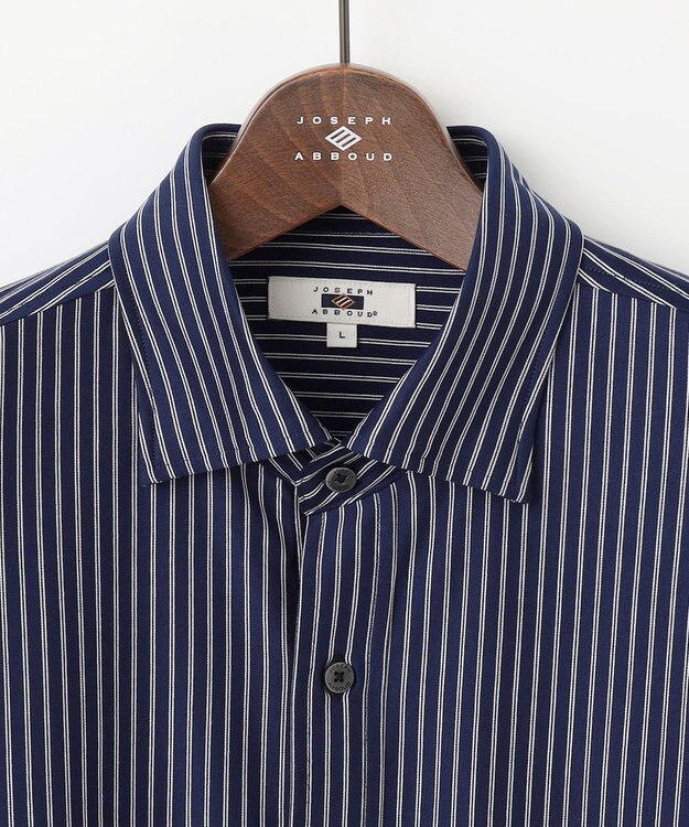 JOSEPH ABBOUD 【綿100％・自然なストレッチ】マイクロストライプジャージー シャツ ネイビー系1