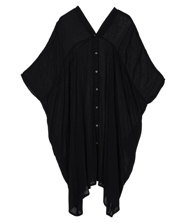 earth music&ecology レーヨンビッグシャツチュニック Black