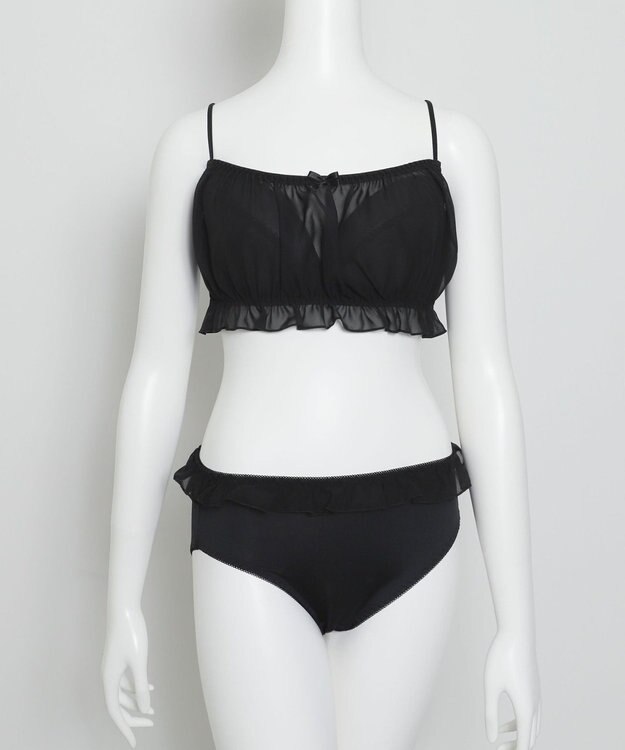 WEGO 【ブラトップ＆ショーツセット】Liliane　Ciel　シフォンフリル ブラック