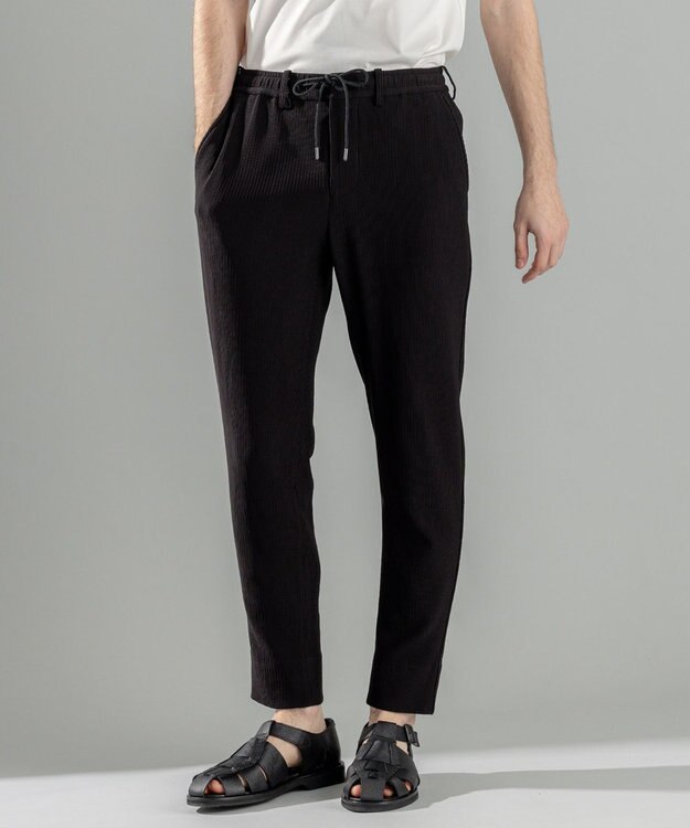 JOSEPH HOMME 【洗える/ストレッチ】ソフトプリーツストレッチ ドロスト付テーパードパンツ / PEGG CONVERTIBLE ブラック系