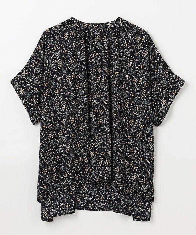 ANY 【洗濯機可】プリントブラウス ネイビーベース