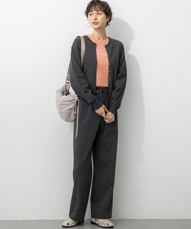 23区 【洗える/吊り干しOK】ヴィスコースストレッチ Vネック ニットカーディガン グレー系