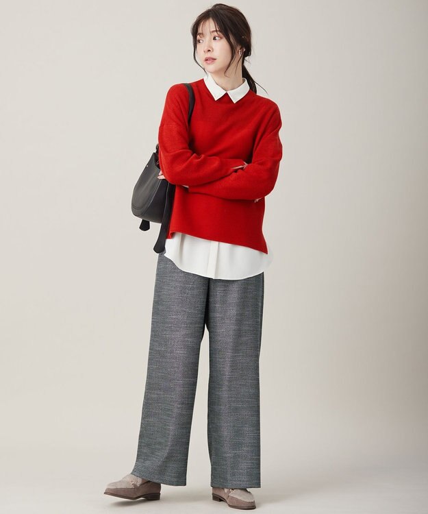 ANY SIS S 【洗える】ウキウキ ニット ポピーレッド