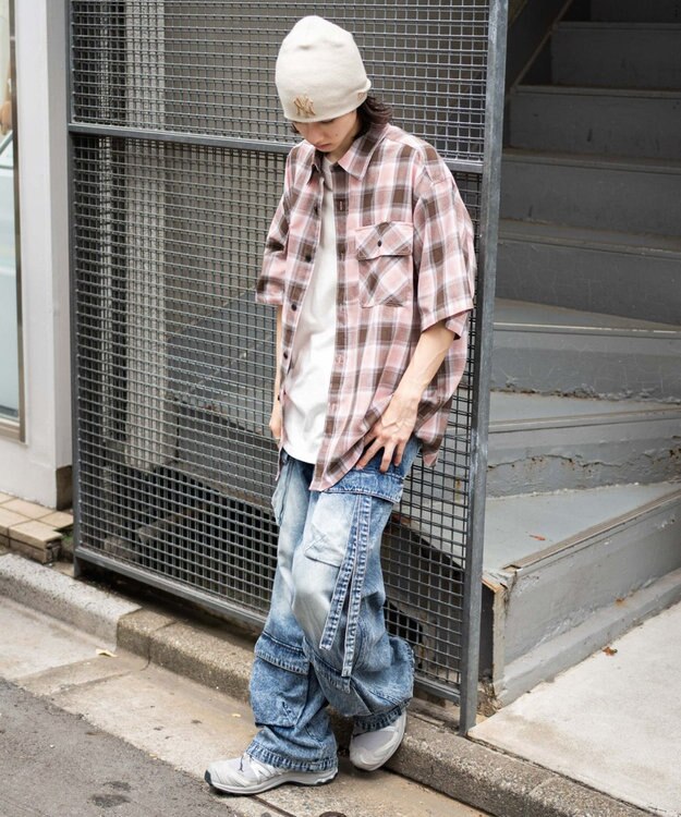 WEGO 【ユニセックス着用ITEM/SMLサイズ展開】オンブレチェックシャツ（SS） 柄7