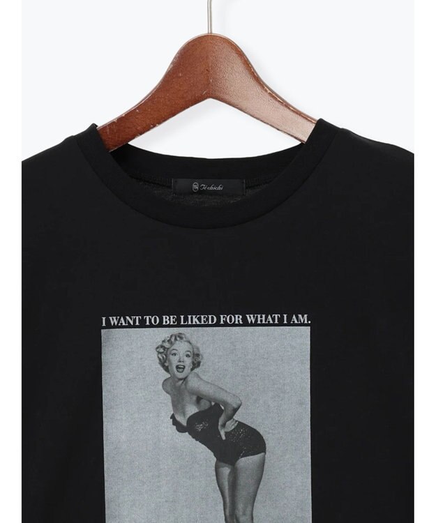 Te chichi マリリンモンローモノクロフォトTシャツ ブラック
