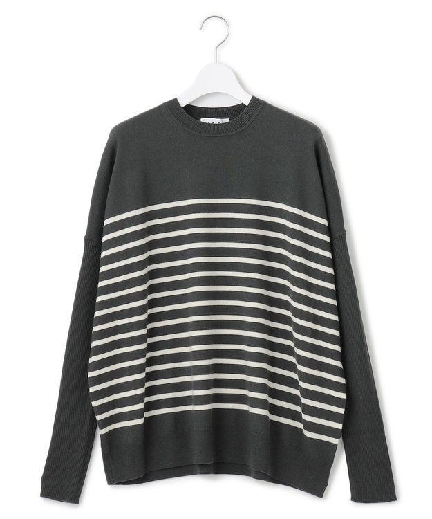 23区 【SACRA】エクストラファインメリノ ボーダーニット カーキ系