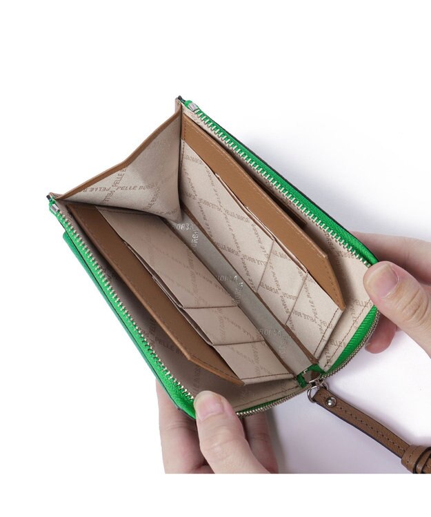 PELLE BORSA L字ファスナーコンパクト財布 Very Goods ベリーグッズ 7206 グリーン
