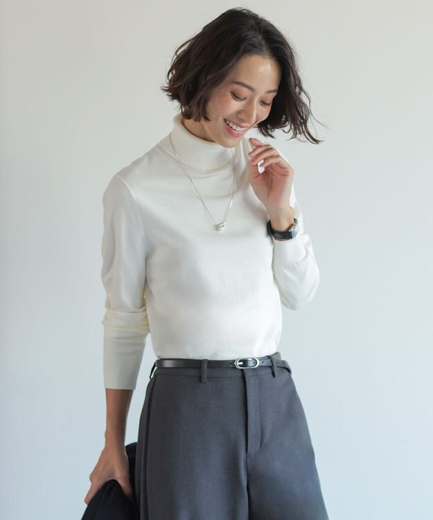 J.PRESS LADIES L 【人気のため新色追加】PRINCE タートルネック ニット オフ系