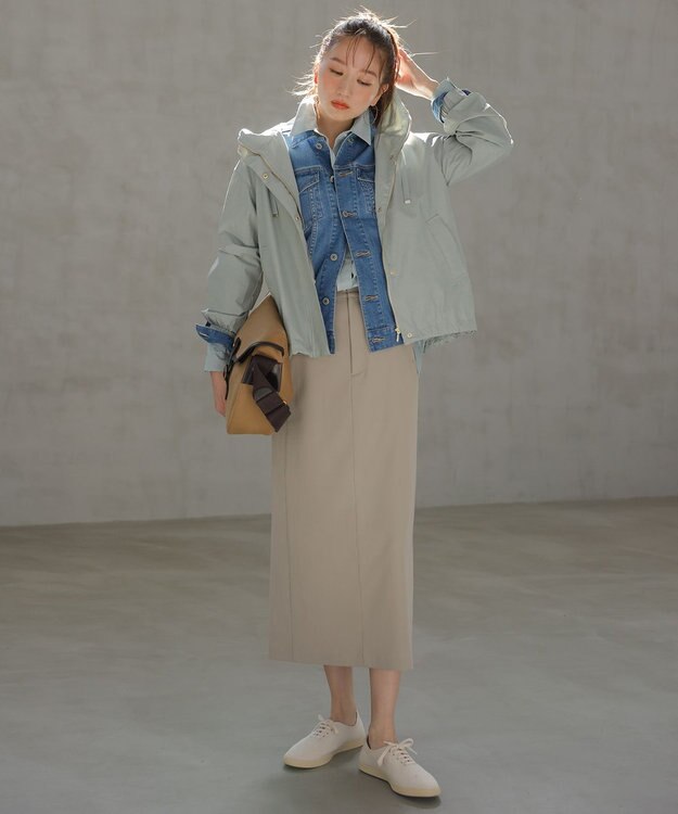 UNFILO イージーチノ Iラインスカート ベージュ