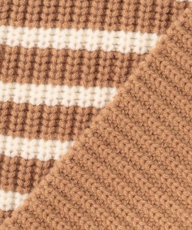 BEIGE， PONT NEUF/ ボーダーニットトップス Camel×Ecru