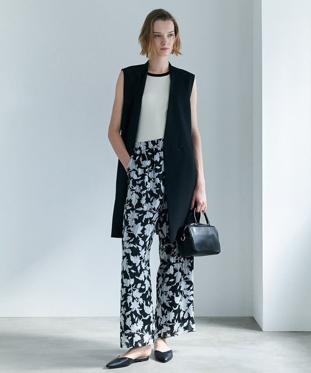 ICB 【30th ANNIVERSARY】 アーカイブフラワープリント ワイドパンツ ブラック×オフホワイト