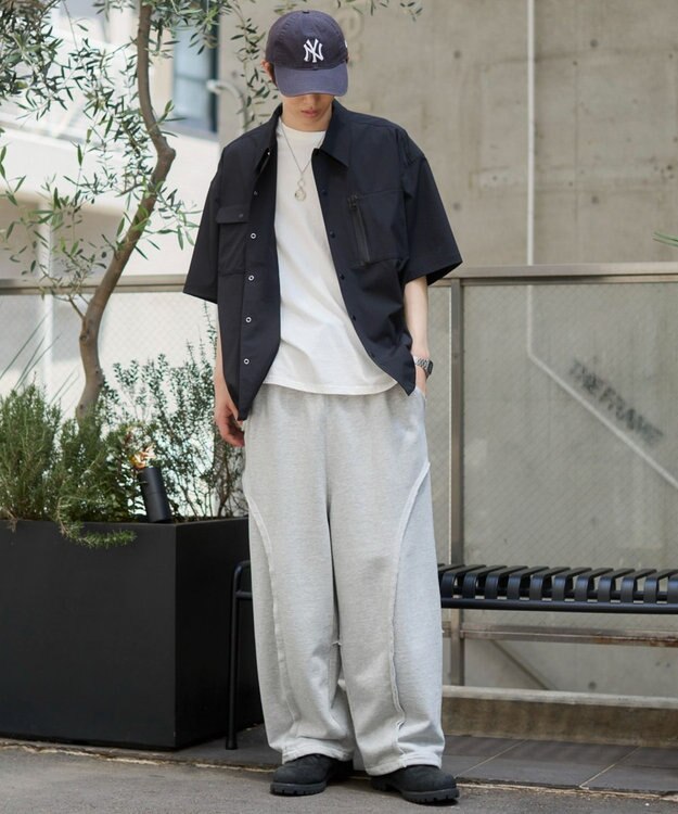 WEGO 【ユニセックス着用ITEM/MLサイズ展開/機能シャツ】リップストップシャツ（SS） ブラック