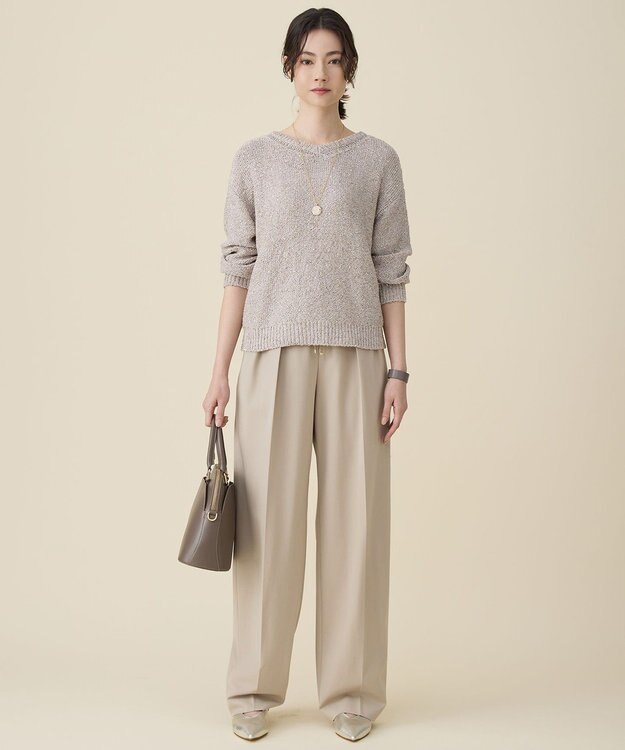 自由区 L ラメノットスパングル ニット ベージュ