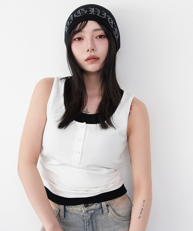 WEGO 【カップ付き】レイヤードデザインカップインタンク ホワイト