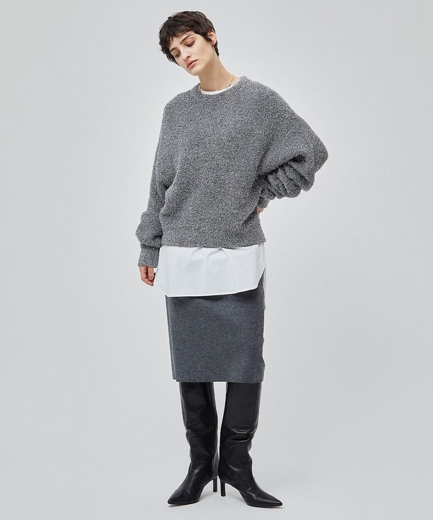 BEIGE， 【洗える】MARRONNIERS / ラメテープヤーンクルーネックニット Silver