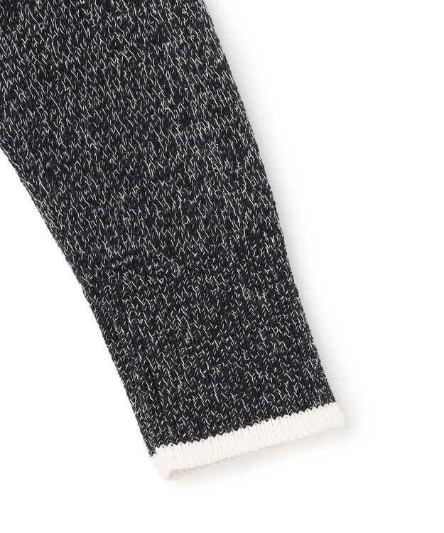 ICB L コットンツイスター クルーネックニット ブラック×オフホワイトミックス