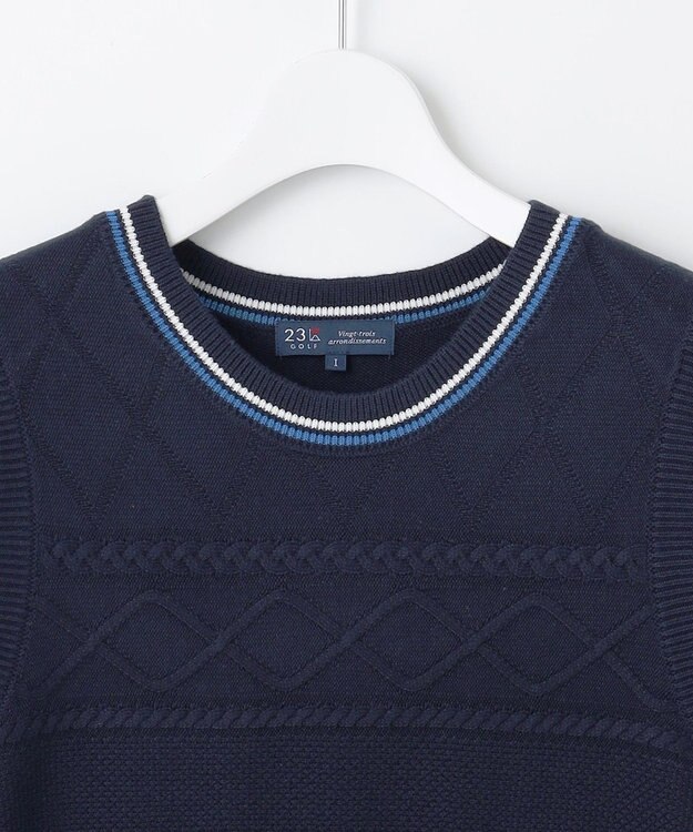23区GOLF 【WOMEN】【ウォッシャブル】コットンブレンドサイドロゴベスト ネイビー系