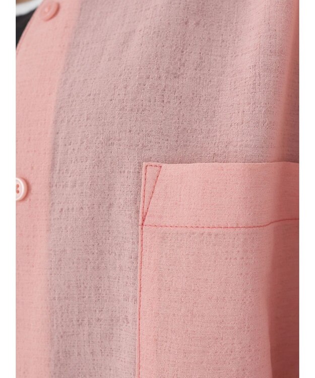 earth music&ecology 配色ステッチＢＩＧシャツ Pink