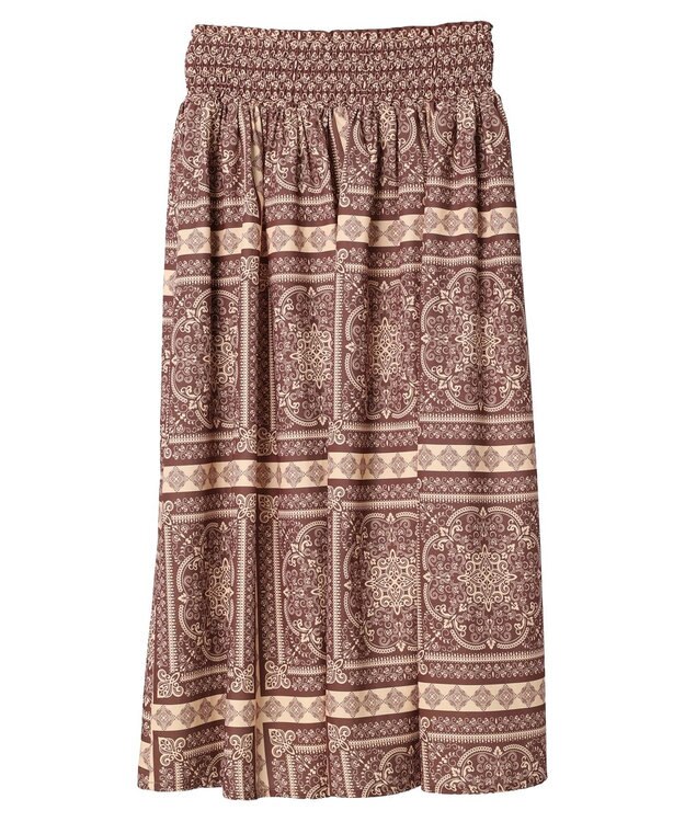 Green Parks ■ＥＳＣＡＲ　スカーフパネルｐｔギャザースカート Brown