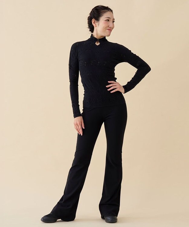 Chacott 【ノーソーイングニット】ホールハイネックニットトップ ブラック