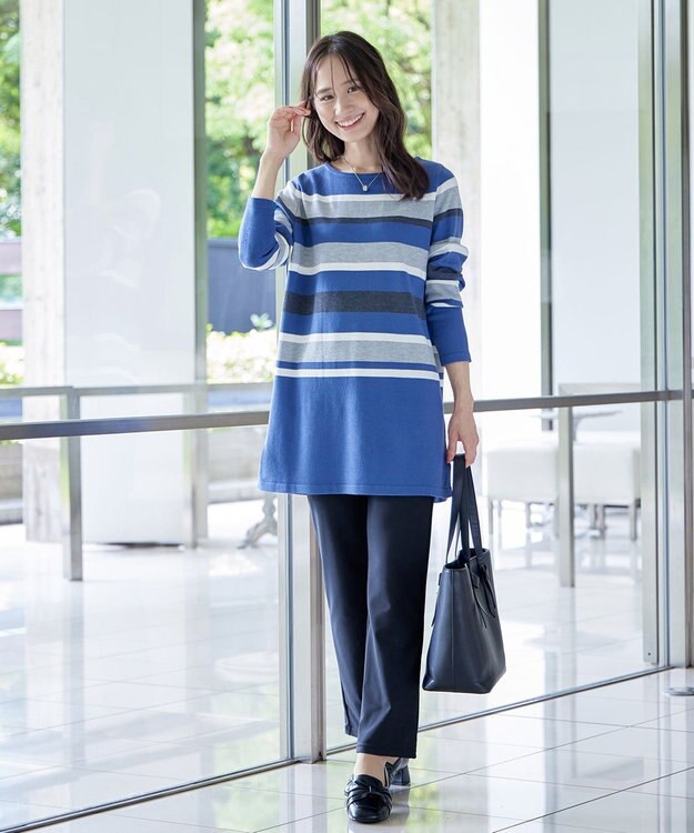 Tiaclasse 【シーズンレス・日本製・洗える】ローズファイン・スリムストレートパンツ ネイビー