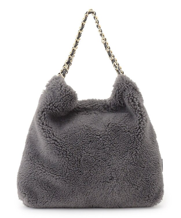 23区 VIOLAｄ’ORO エコムートン チェーンショルダー トートバッグ グレー系