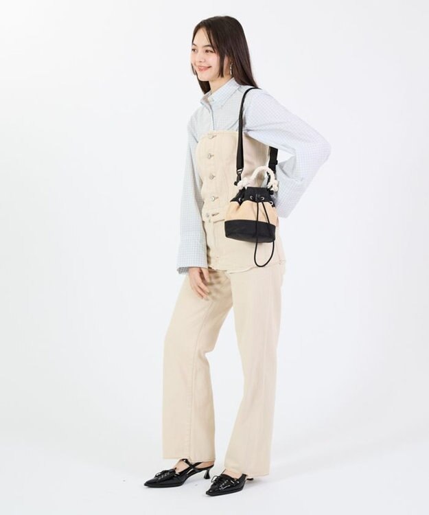 LeSportsac RAFFIA MINI BUCKET/ブラックラフィア ブラックラフィア