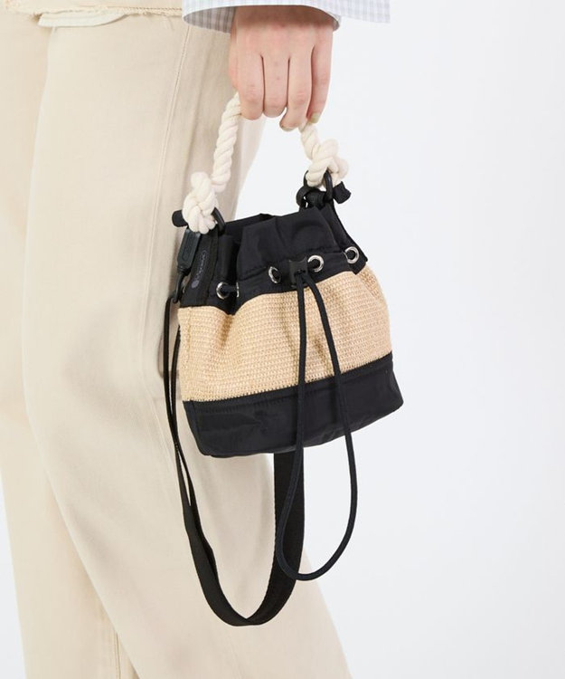 RAFFIA MINI BUCKET/ブラックラフィア / LeSportsac