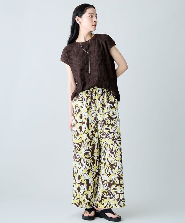 ANY L レースフレンチスリーブプルオーバー ブラウン