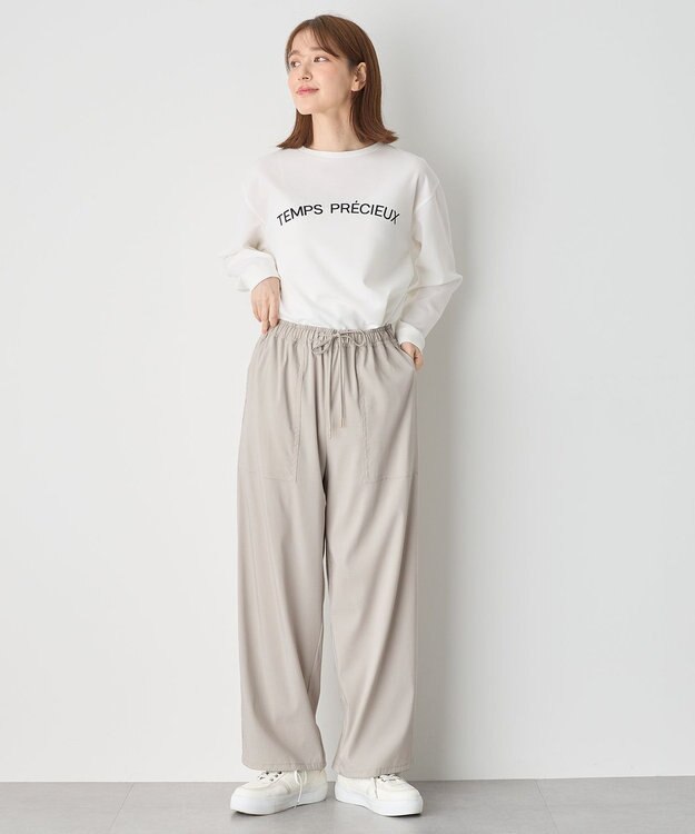 ANY L ジョーゼットロゴプリントTシャツ オフ