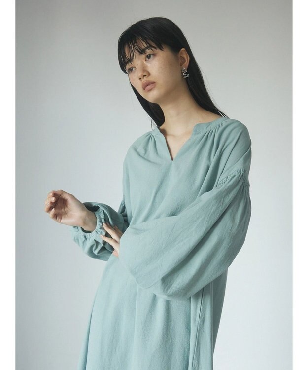 Green Parks ａ．袖ギャザーボリュームワンピース Sax