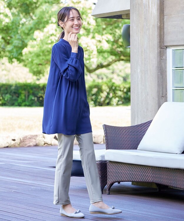 Tiaclasse 【シーズンレス・日本製・洗える】ローズファイン・スリムストレートパンツ グレー