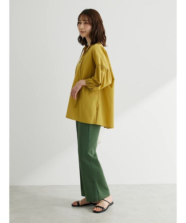 Green Parks 綿麻混紐付きデザインブラウス Yellow