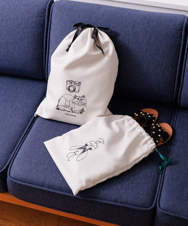 ACE BAGS & LUGGAGE HAyU × ace.  巾着 2点セット 猫柄 17824 アイボリー