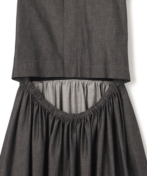 BEIGE， POMEGRANATE / フレアワンピース Chambray Black